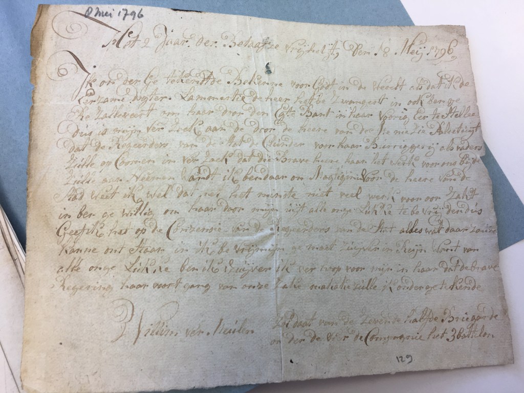 Bekentenis Willem Vermeulen 8 mei 1796