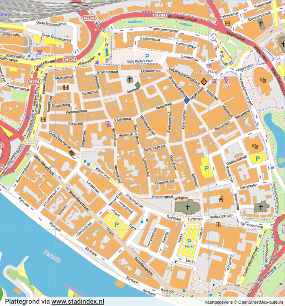 Moderne plattegrond Arnhem van Stadindex
